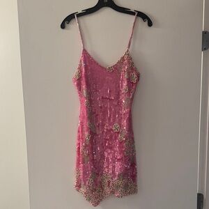 LoveShackFancy Pink Sequin Dress